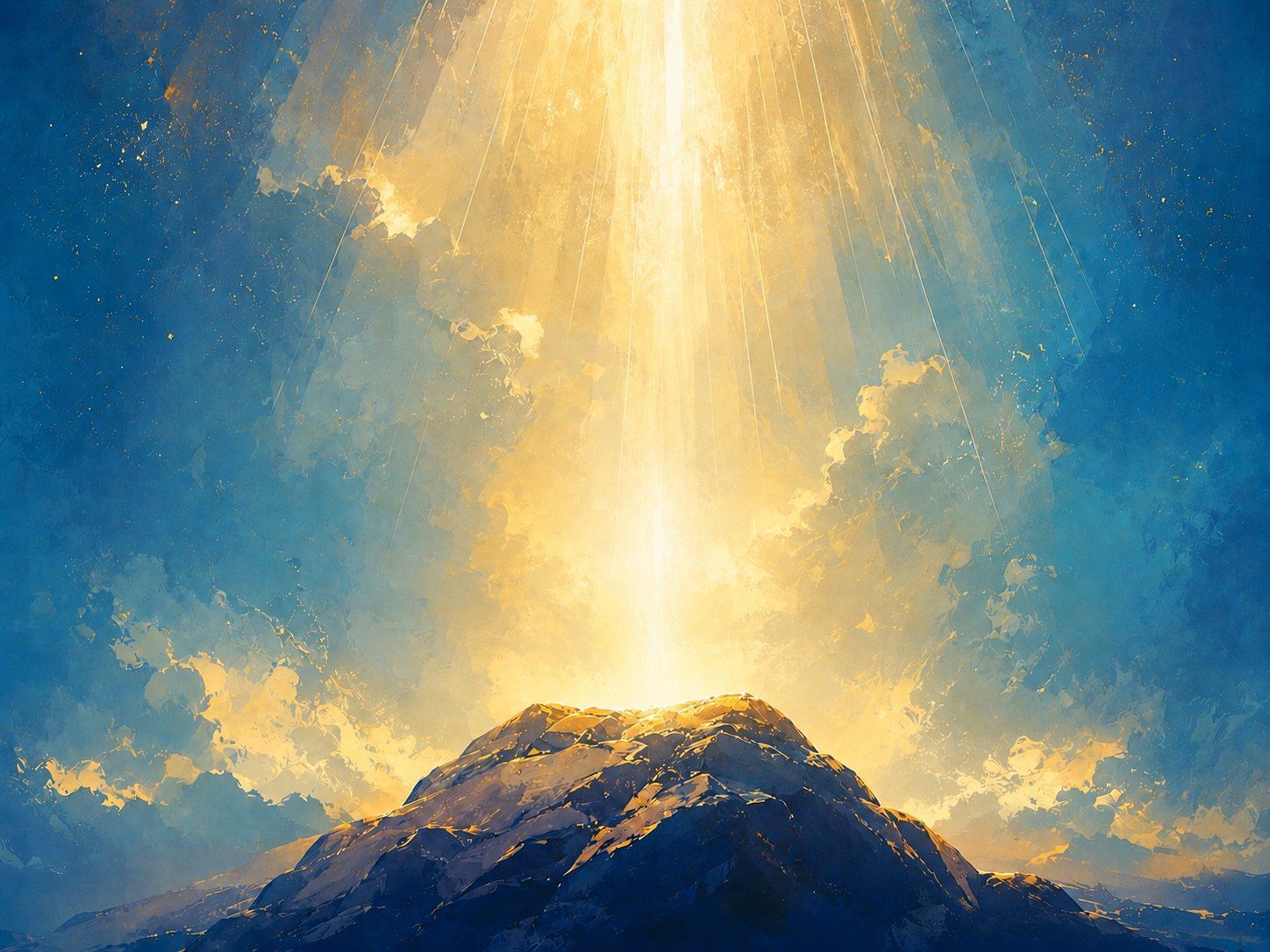 Light breaking over a mountain